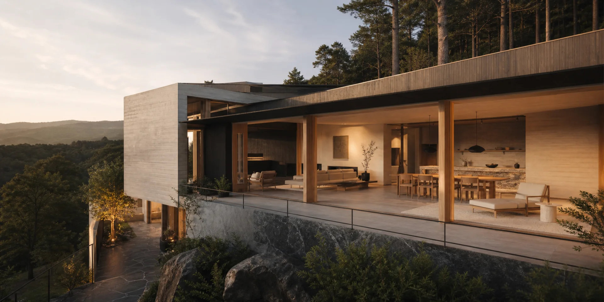 A warm modern hillside house designed around daily life